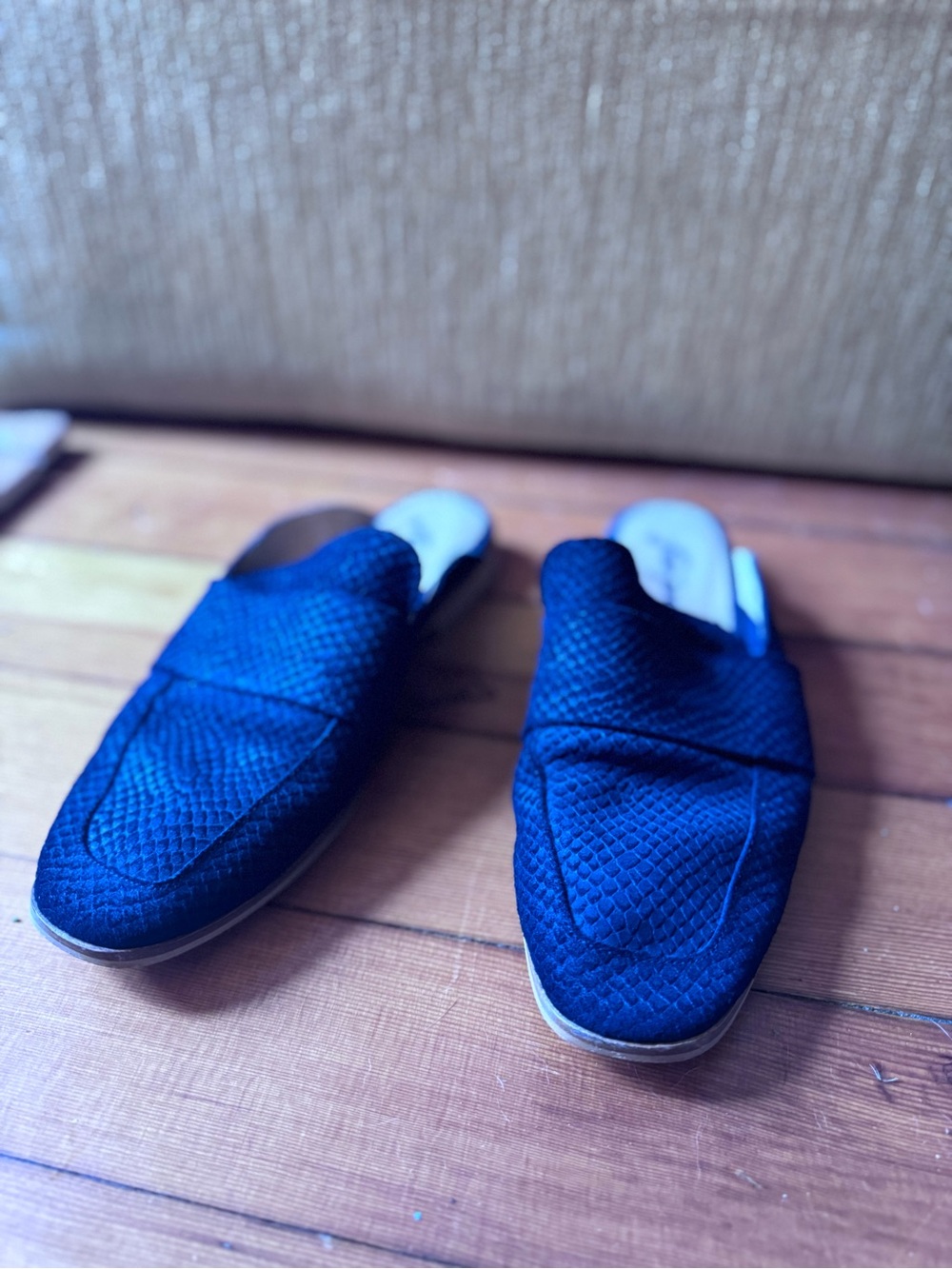 Free People Black Quilted Backless Loafers